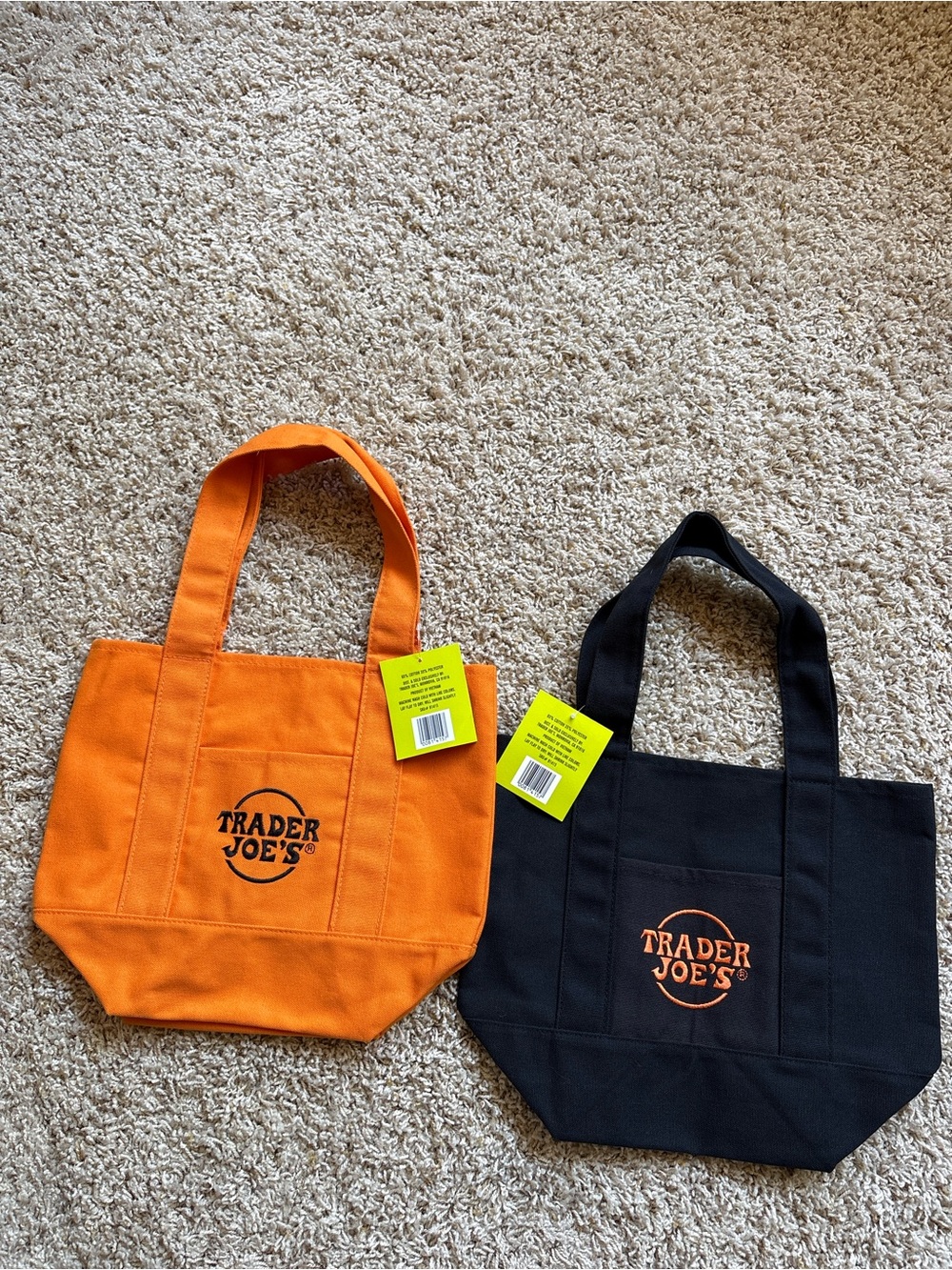 NWT Trader Joe's Mini Canvas Tote Bag Halloween Limited Edition - Bundle of 2 - Picture 2 of 5